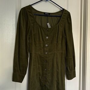 Madewell Olive Green Button-Detail mini Dress